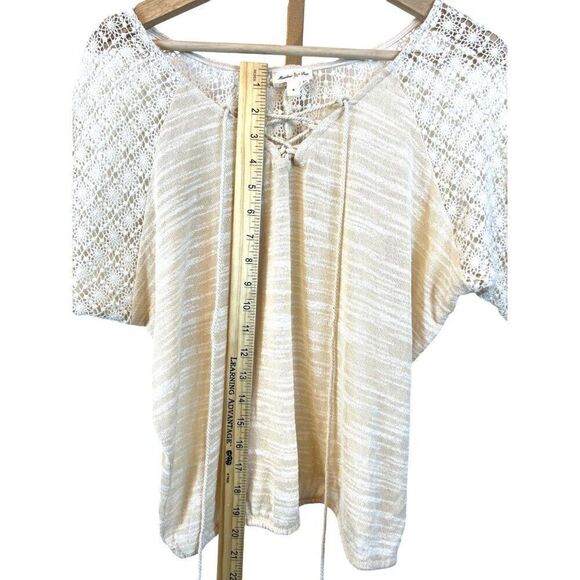 Anthropologie Meadow Rue Long Sleeve Ivory Sweater, Tassels and Crochet Sz S EUC - Picture 6 of 8